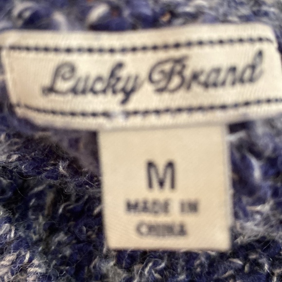 LUCKY BRAND BLUE AND GREY OMBRÉ COLOR LADIES CABLE KNIT SWEATER SIZE MEDIUM - Picture 4 of 5